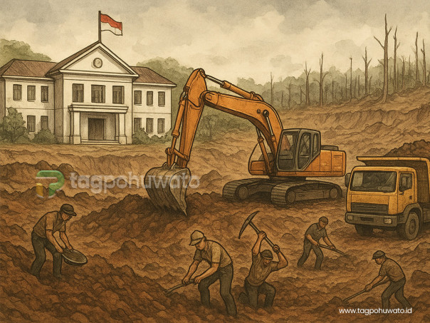 Gambar Ilustrasi : Kondisi Aktifitas Pertambangan Ilegal Yang Mulai Mendekati Kawasan & Fasilitas Publik.